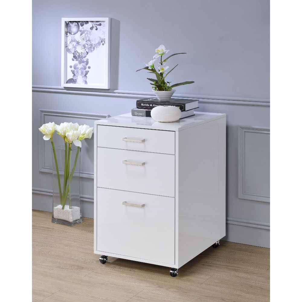 White& Chrome Coleen File Cabinet by ACME
