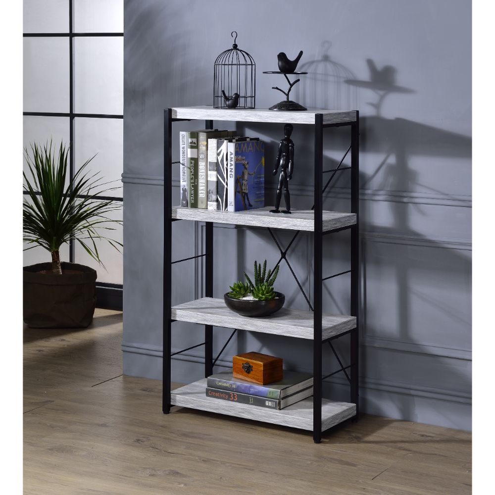 Antique White & Black Jurgen Bookshelf by ACME