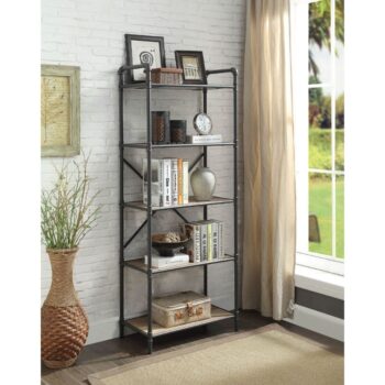 Itzel Bookshelf With 5 Wooden-Fixed Shelves by ACME