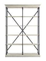 White & Black Rukia Bookshelf With 5 Tier Shelf Metal X-Shaped by ACME Home Office Mobilia Cleopatra 10 White & Black Rukia Bookshelf With 5 Tier Shelf Metal X-Shaped by ACME 10