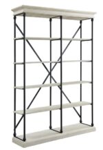 White & Black Rukia Bookshelf With 5 Tier Shelf Metal X-Shaped by ACME Home Office Mobilia Cleopatra 11 White & Black Rukia Bookshelf With 5 Tier Shelf Metal X-Shaped by ACME 11
