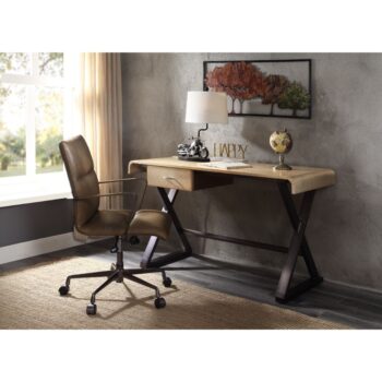 Gold Aluminum Danton Executive Writing Desk 92424 by ACME