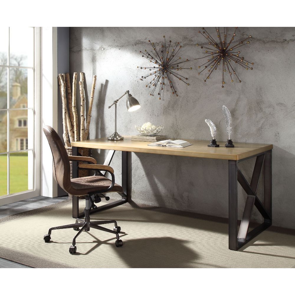 Gold Aluminum Jennavieve Executive Writing Desk 92550 by ACME