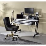 White & Black Suitor Music Desk by ACME Home Office Mobilia Cleopatra 13 White & Black Suitor Music Desk by ACME 13