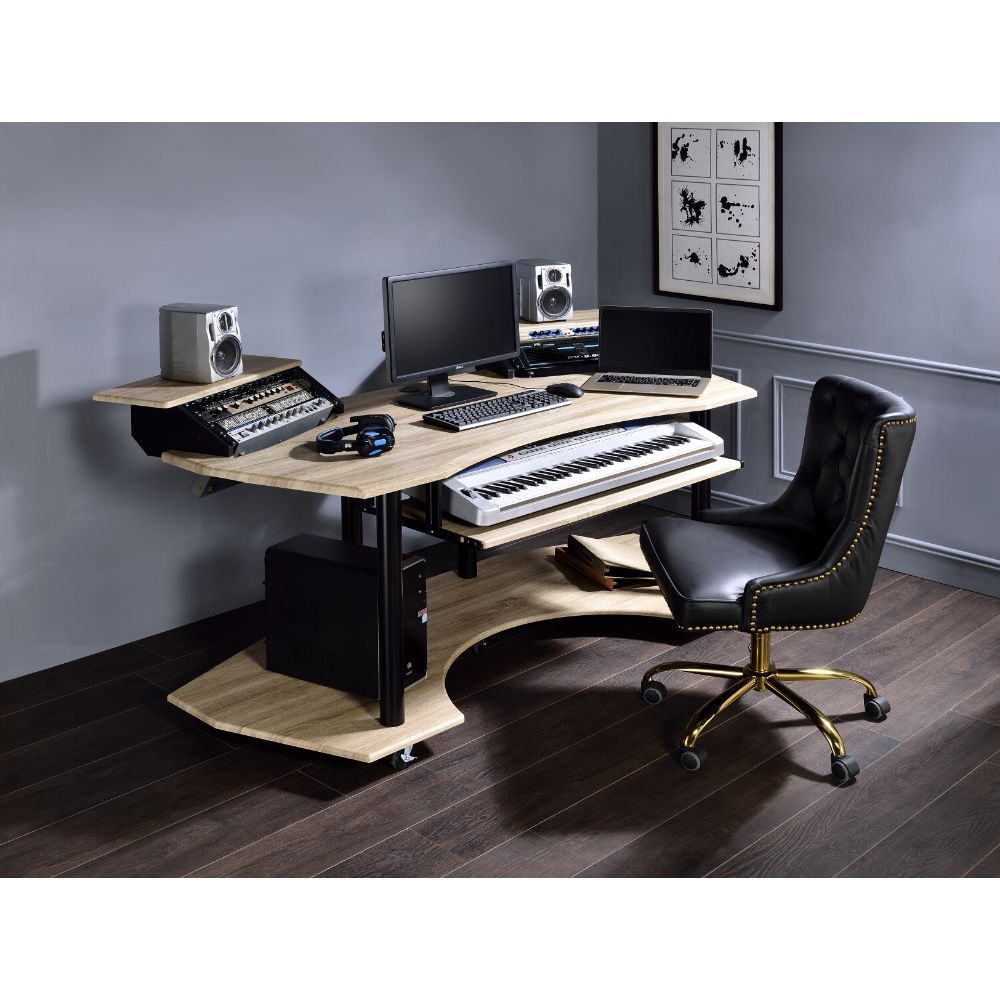 ACME Furniture Eleazar 71″ Music Studio Desk, Natural Oak