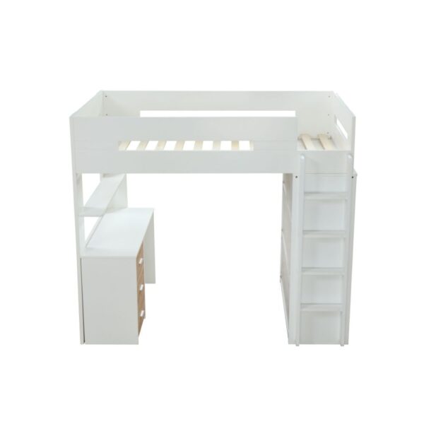 White Nerice Twin Loft Bed W/Desk & Wardrobe by ACME - Image 3