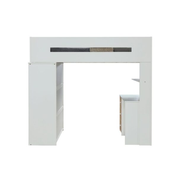 White Nerice Twin Loft Bed W/Desk & Wardrobe by ACME - Image 6