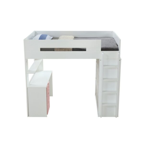 White Nerice Twin Loft Bed W/Desk & Wardrobe by ACME - Image 14