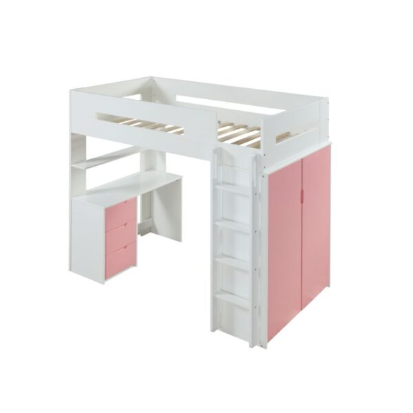 White Nerice Twin Loft Bed W/Desk & Wardrobe by ACME - Image 16