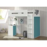 White Nerice Twin Loft Bed W/Desk & Wardrobe by ACME 56