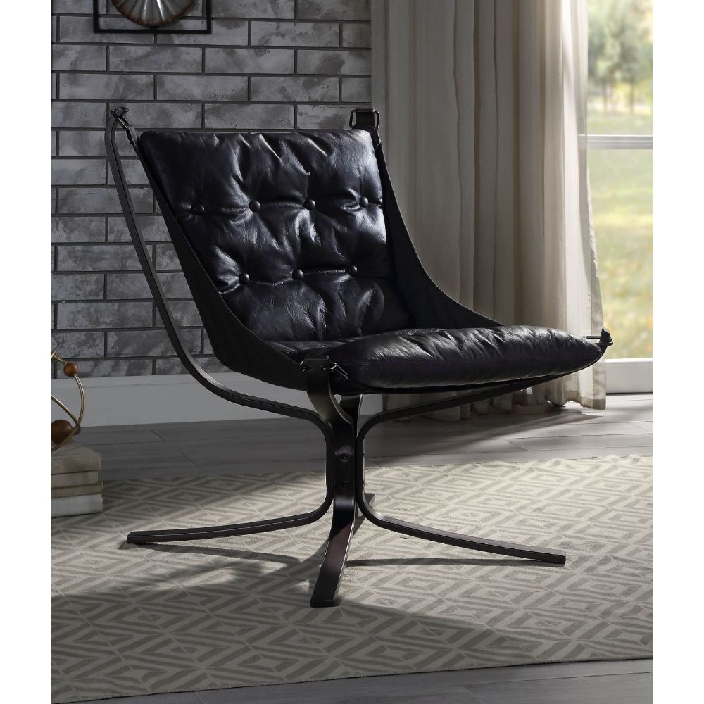 Blue Leather Carney Accent Chair 59832 by ACME
