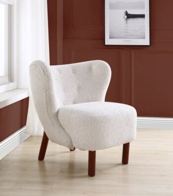 White Teddy Sherpa Zusud Accent Chair AC00228 by ACME