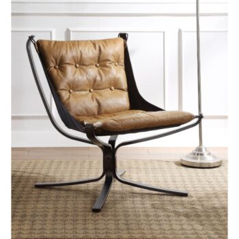 Carney Coffee Leather Accent Chair by ACME