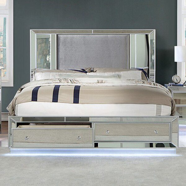 Silver BELLADONNA BED CM7417SV By Furniture of America 7