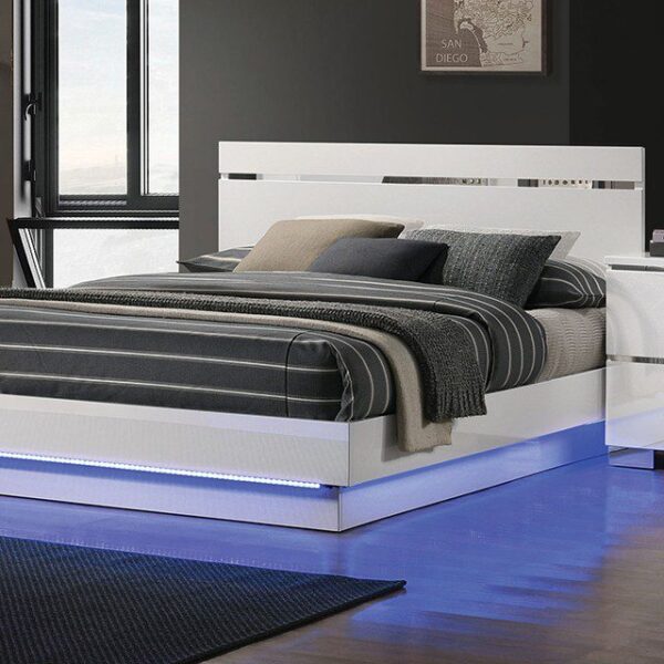 White/Chrome ERLACH BED FOA7189WH By Furniture of America 8