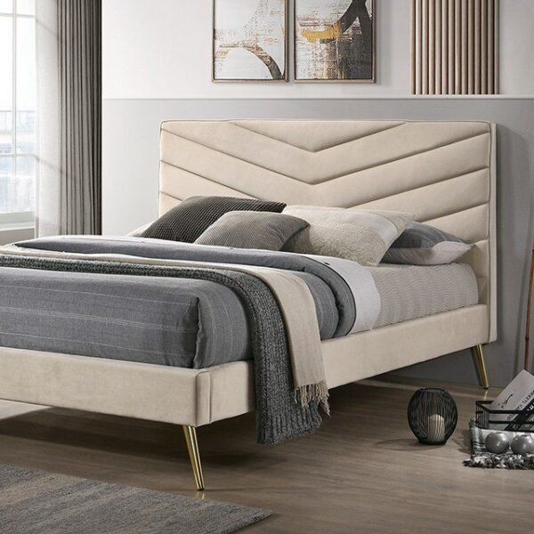 Beige VIVAR BED CM7220BG By Furniture of America 6