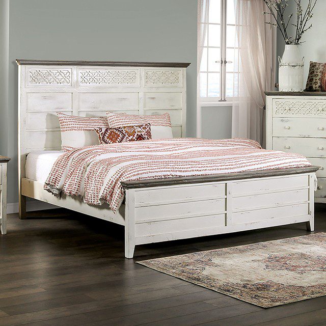Vintage Ivory/Rustic Gray MYRTLEMOORE BED EM7079IV By Furniture of America