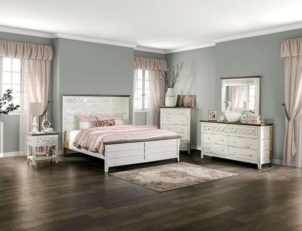 Vintage Ivory/Rustic Gray MYRTLEMOORE BED EM7079IV By Furniture of America 16