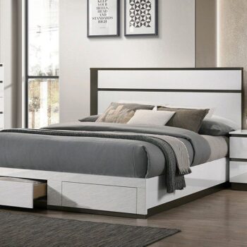 White/Metallic Gray Birsfelden Bed FOA7225WH-DR By Furniture of America