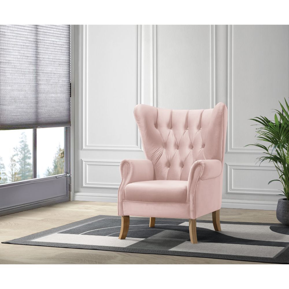 Blush Pink Velvet Adonis Accent Chair 59516 by ACME