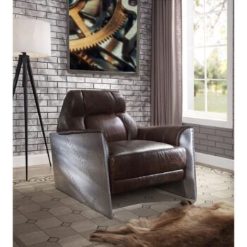 Brancaster Espresso Leather Accent Chair by ACME