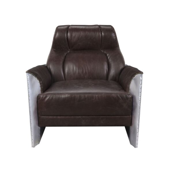 Brancaster Espresso Leather Accent Chair by ACME - Image 6