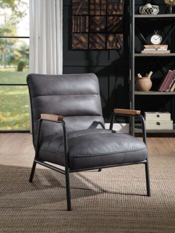 Gray Leather Nignu Accent Chair 59950 by ACME