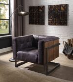 Ebony Leather Sagat Accent Chair 59667 by ACME Accent Chairs Mobilia Cleopatra 17 Ebony Leather Sagat Accent Chair 59667 by ACME 17