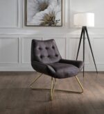 Ebony Leather Dhalsim Accent Chair 59666 by ACME Accent Chairs Mobilia Cleopatra 15 Ebony Leather Dhalsim Accent Chair 59666 by ACME 15