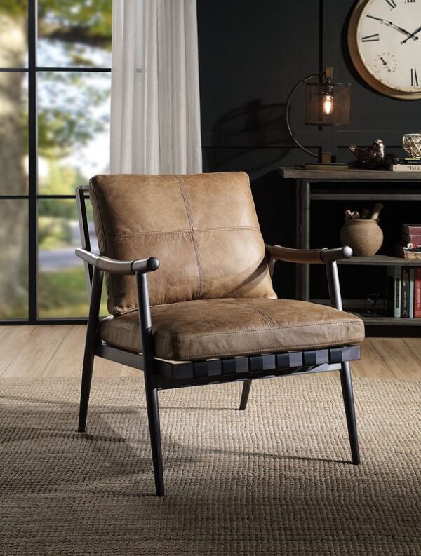 Chestnut Leather Anzan Accent Chair 59949 by ACME 11