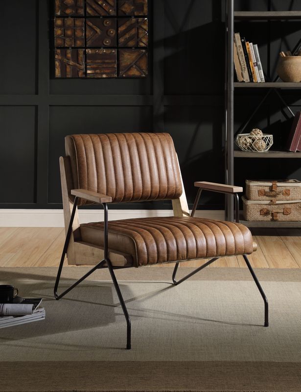 Cocoa Leather Eacnlz Accent Chair 59947 by ACME
