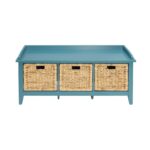Rattan & Teal Flavius Bench W/Storage 96761 by ACME Benches and Ottomans Mobilia Cleopatra 19 Rattan & Teal Flavius Bench W/Storage 96761 by ACME 19