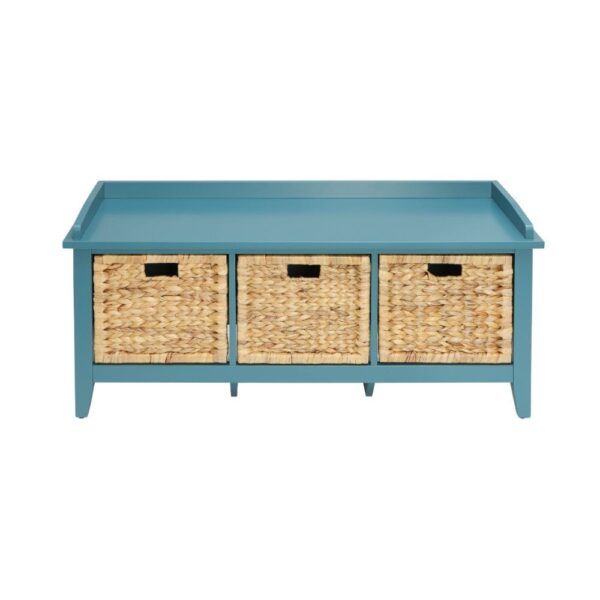 Rattan & Teal Flavius Bench W/Storage 96761 by ACME - Image 5