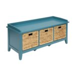 Rattan & Teal Flavius Bench W/Storage 96761 by ACME Benches and Ottomans Mobilia Cleopatra 20 Rattan & Teal Flavius Bench W/Storage 96761 by ACME 20