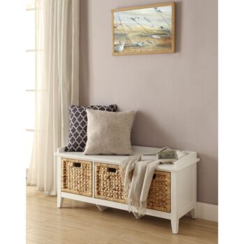 White Flavius Bench With 3 Drawers by ACME