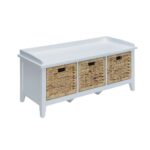 White Flavius Bench With 3 Drawers by ACME Benches and Ottomans Mobilia Cleopatra 18 White Flavius Bench With 3 Drawers by ACME 18