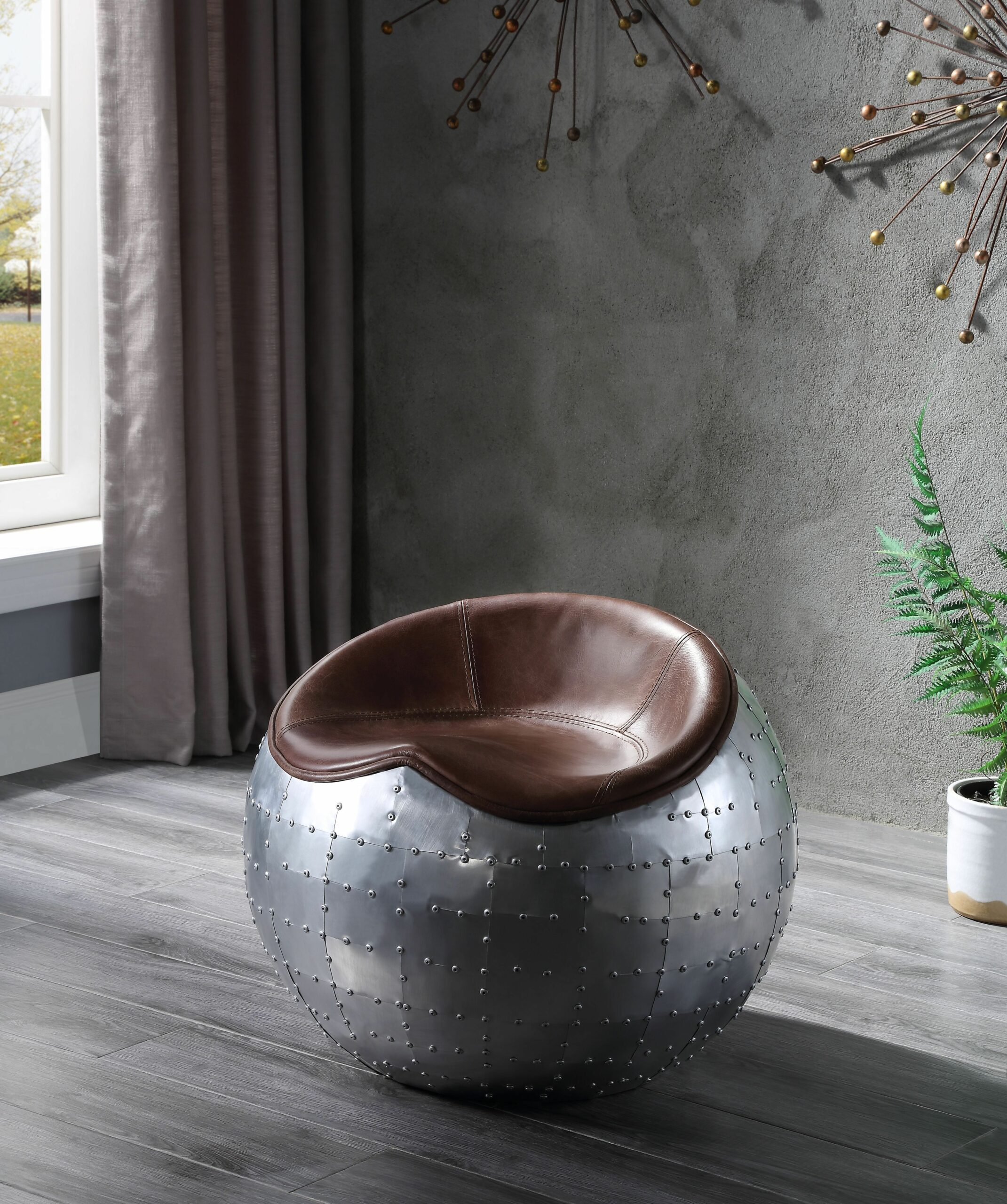 Brown Leather Brancaster Ottoman 59836 by ACME
