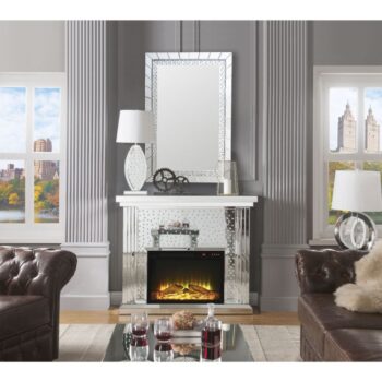 Nysa Fireplace in Mirrored & Faux Crystals by ACME