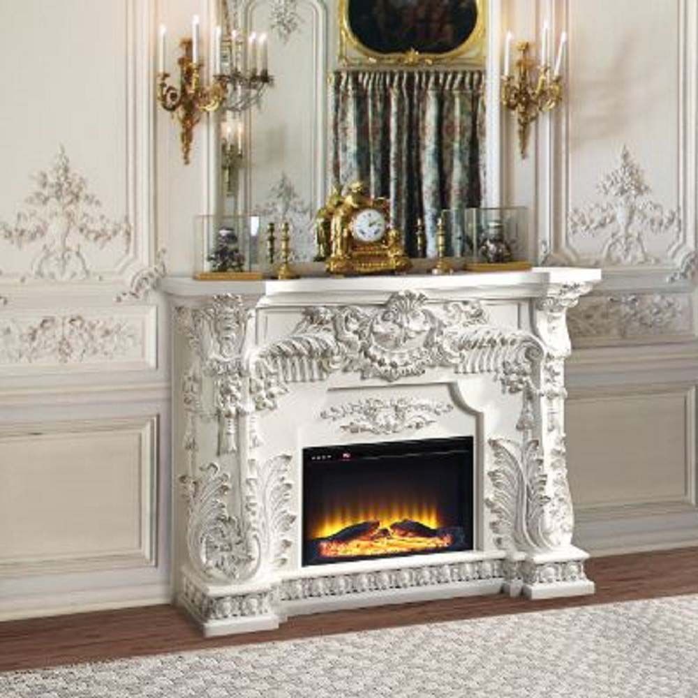 Antique White Finish Zabrina Fireplace AC01620 by ACME