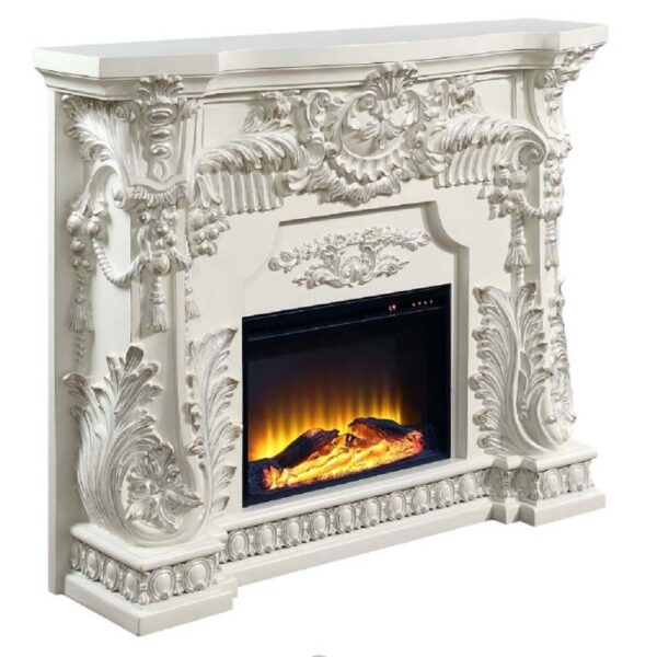 Adara Wooden LED Electric Fireplace in Antique White by ACME - Image 2