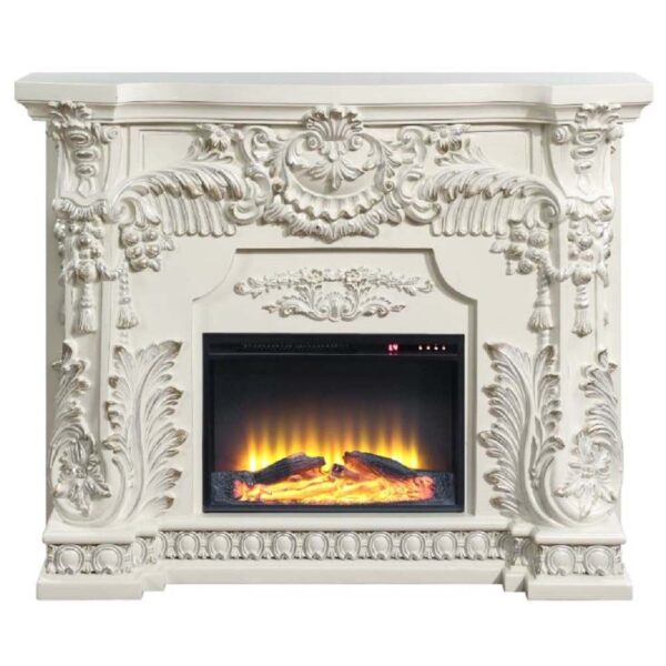 Adara Wooden LED Electric Fireplace in Antique White by ACME - Image 3