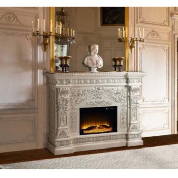 Antique White Finish Zabrina Fireplace AC01617 by ACME