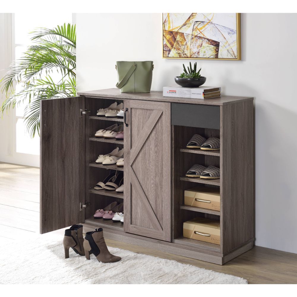 Rustic Gray Oak Toski Shoe Cabinet 97775 by ACME