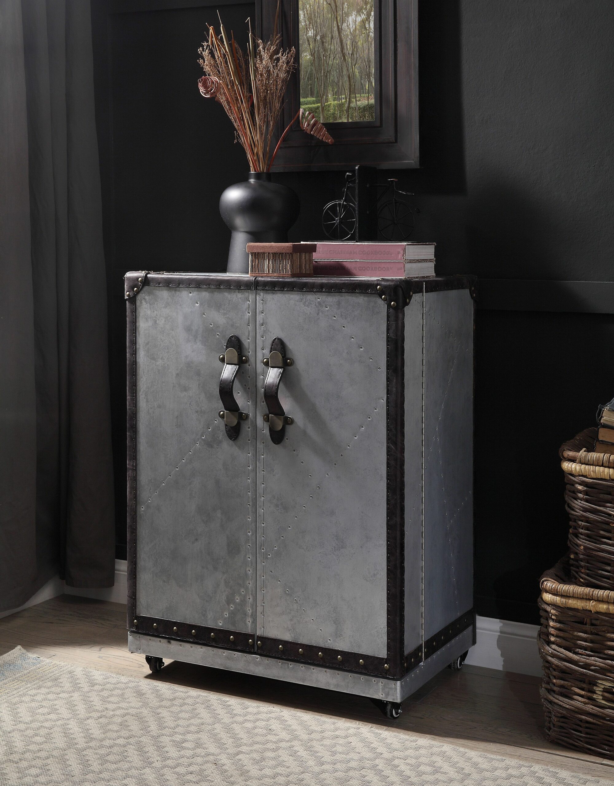 Aluminum Brancaster Wine Cabinet 97802 by ACME
