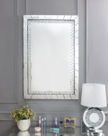 Rectangular Nysa Wall Decor With Mirrored & Faux Crystals by ACME