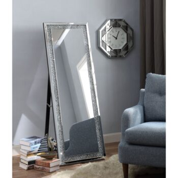 Noralie Accent Floor Mirror With Mirrored & Faux Diamonds by ACME