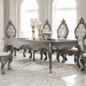 Silver Grey Brown Dining Table Hd-13012-Gr By Homey Design | Mobilia Cleopatra Silver Grey Brown Dining Table HD-13012-GR By Homey Design