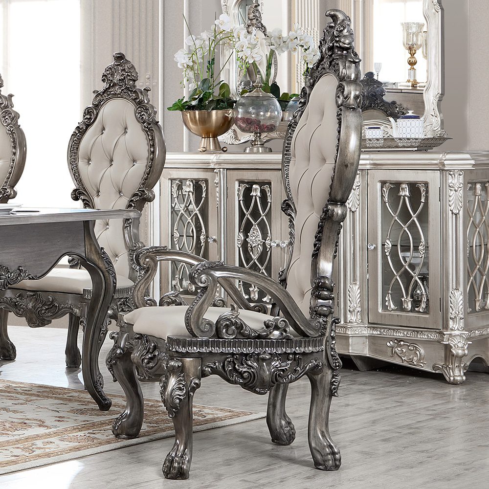 Silver Grey Brown Arm Chair HD-13012-GR By Homey Design