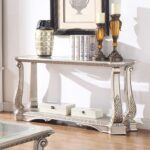 Clear Glass & Antique Silver Finish Northville Sofa Table 86933 by ACME Sofa Tables Mobilia Cleopatra 13 Clear Glass & Antique Silver Finish Northville Sofa Table 86933 by ACME 13