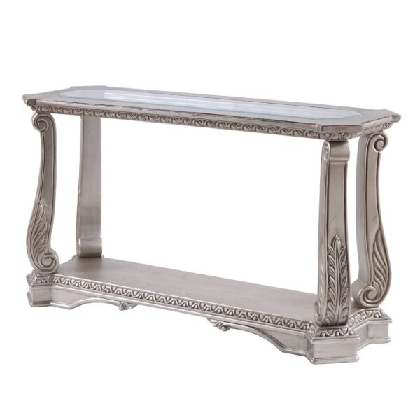Clear Glass & Antique Silver Finish Northville Sofa Table 86933 by ACME - Image 2